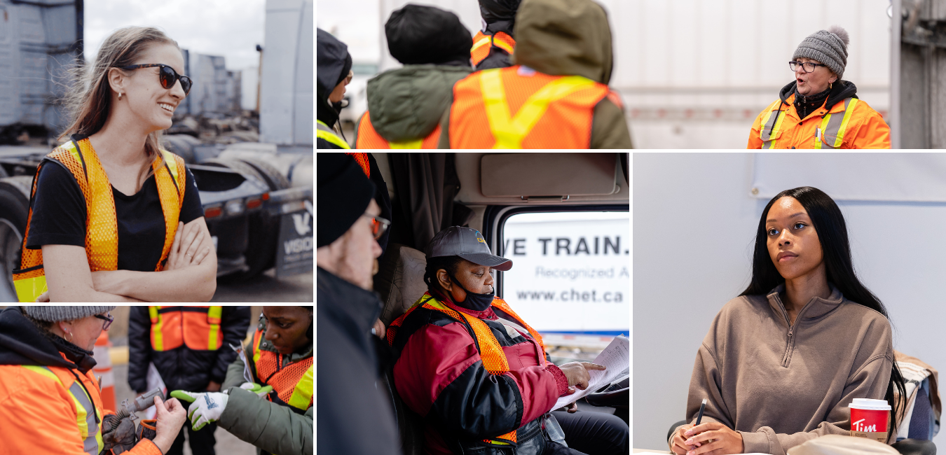 Collage of women in the transport industry.