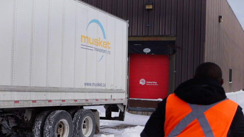 Musket Transport truck stopped at United Way.